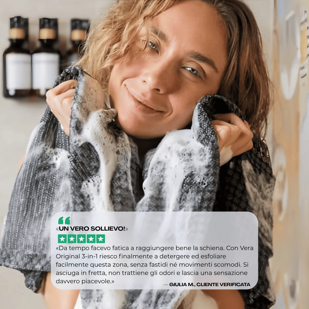 Vera Original 3-in-1 – Asciugamano da doccia esfoliante antibatterico