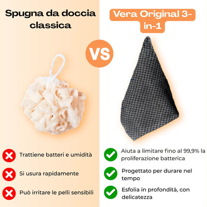 Vera Original 3-in-1 – Asciugamano da doccia esfoliante antibatterico