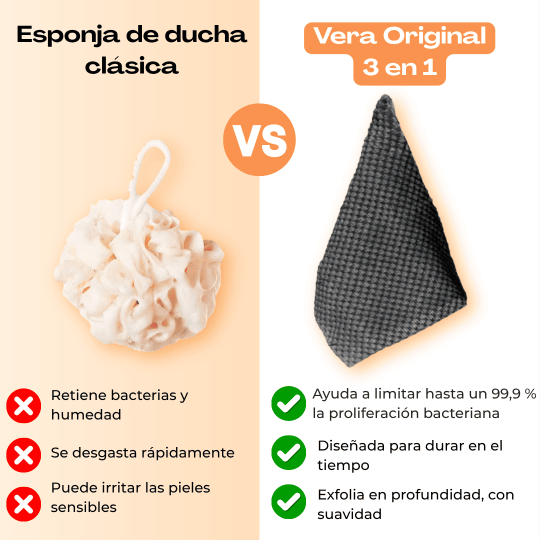 Vera Original 3 en 1 – Toalla de ducha exfoliante antibacteriana