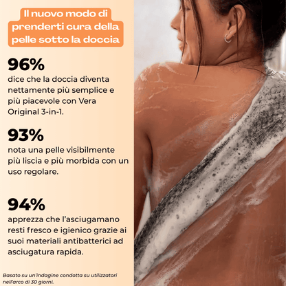 Vera Original 3-in-1 – Asciugamano da doccia esfoliante antibatterico