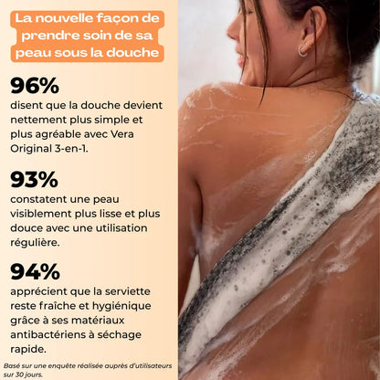 Vera Original 3-en-1 – Serviette de douche exfoliante antibactérienne